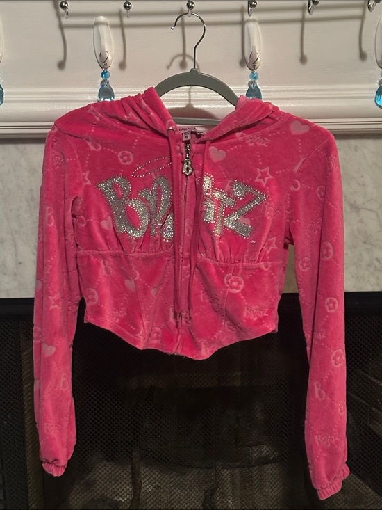 Dolls Kill x Bratz Jackets & Blazers - Pink Dolls Kill x Bratz Velour Cropped Jacket